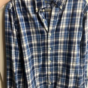 Ralph Lauren Blue Plaid Men's Classic Fit Shirt Long Sleeve
